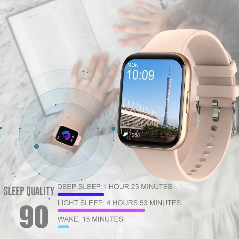 New 1.69&quot; Women Smart Watch Real-time Weather Forecast Tracker Heart Rate Monitor Sports Ladies Smart Watch Men For Android IOS
