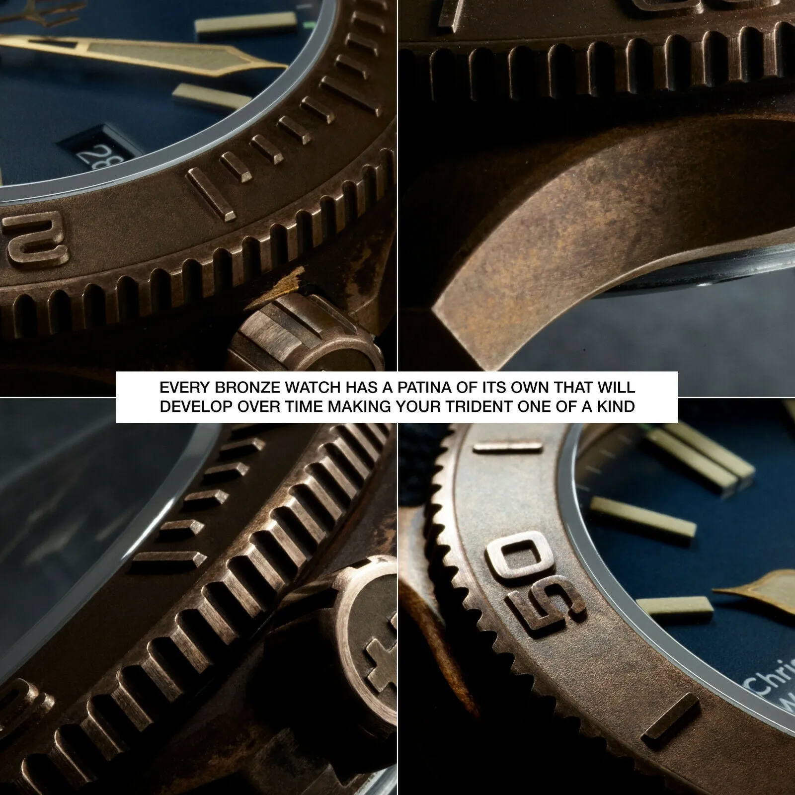 New Christopher Ward C60 Trident Bronze Pro 600 Diver 38mm Vintage Style Watch