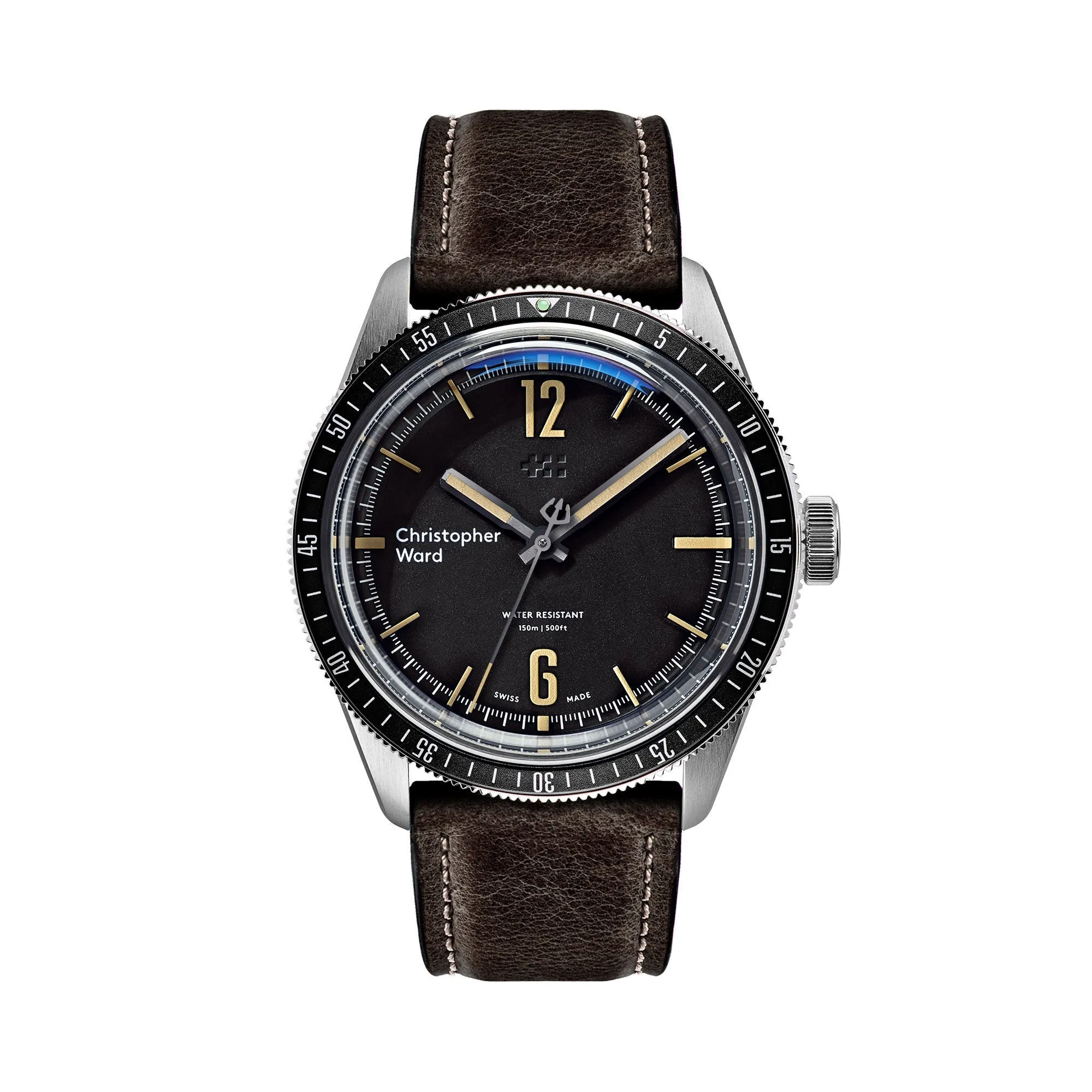 New Christopher Ward C65 Trident Diver Vintage Style 41MM Black Dial Watch