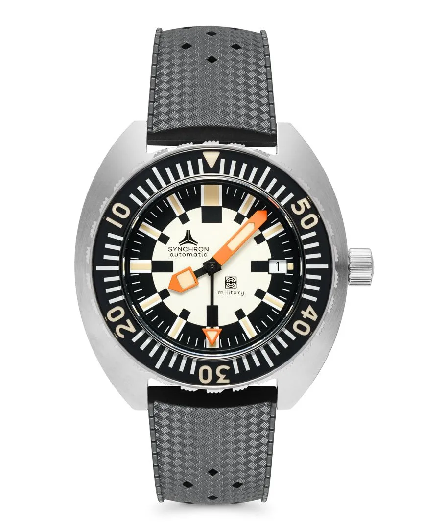 New Limited Edition SYNCHRON Military Diving Watch Silver ISOfrane Rubber