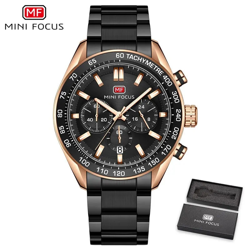 New Luxury Mens Watches with Stainless Steel Brand Sports Chronograph Fashion Quartz Waterproof Watch Men Relogio Masculino