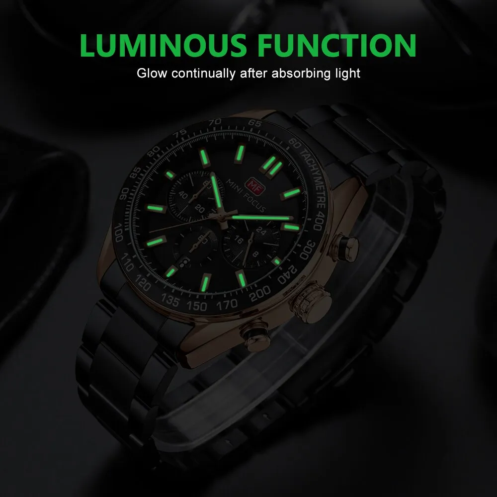 New Luxury Mens Watches with Stainless Steel Brand Sports Chronograph Fashion Quartz Waterproof Watch Men Relogio Masculino