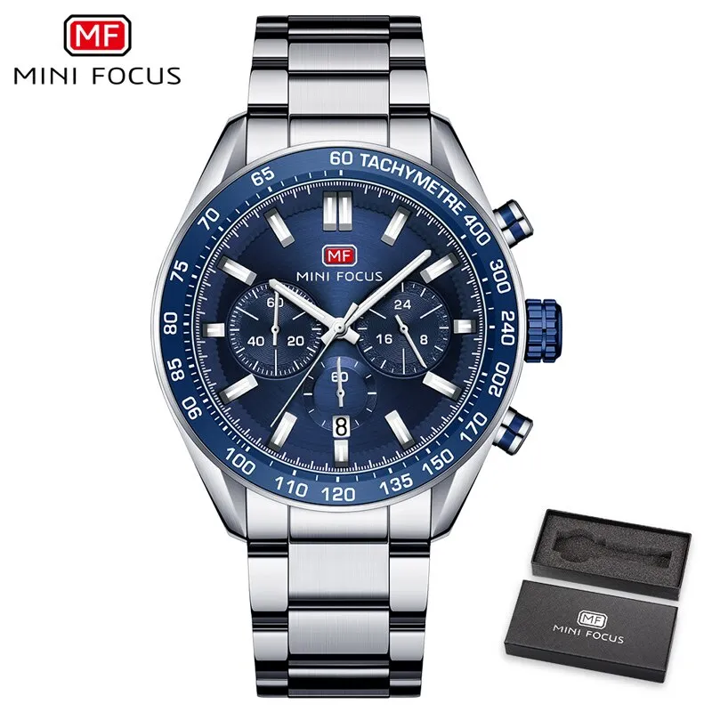 New Luxury Mens Watches with Stainless Steel Brand Sports Chronograph Fashion Quartz Waterproof Watch Men Relogio Masculino