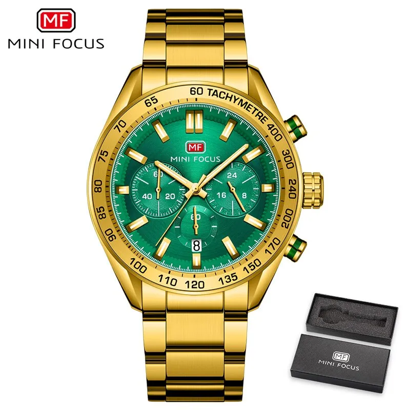 New Luxury Mens Watches with Stainless Steel Brand Sports Chronograph Fashion Quartz Waterproof Watch Men Relogio Masculino