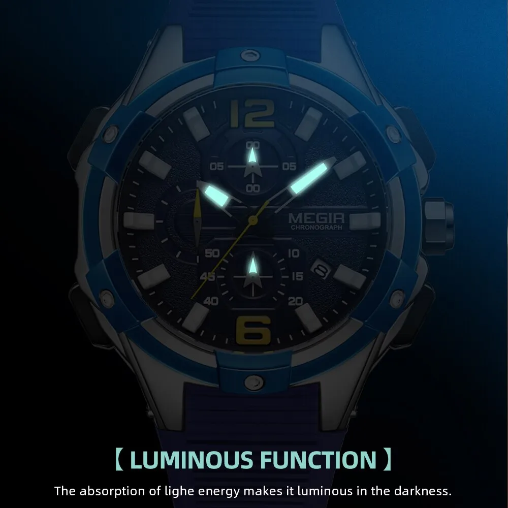 New MEGIR Watch Men Fashion Sports Chronograph Top Luxury Brand Waterproof Quartz Wrist Watches Mens Clock Relogio Masculino