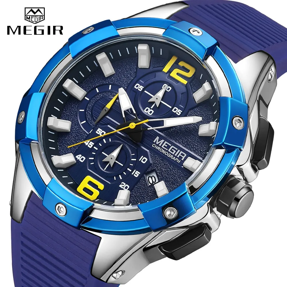 New MEGIR Watch Men Fashion Sports Chronograph Top Luxury Brand Waterproof Quartz Wrist Watches Mens Clock Relogio Masculino