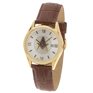 New Men's Stainless Steel Gold Finish TFX Masonic Blue Lodge Watch