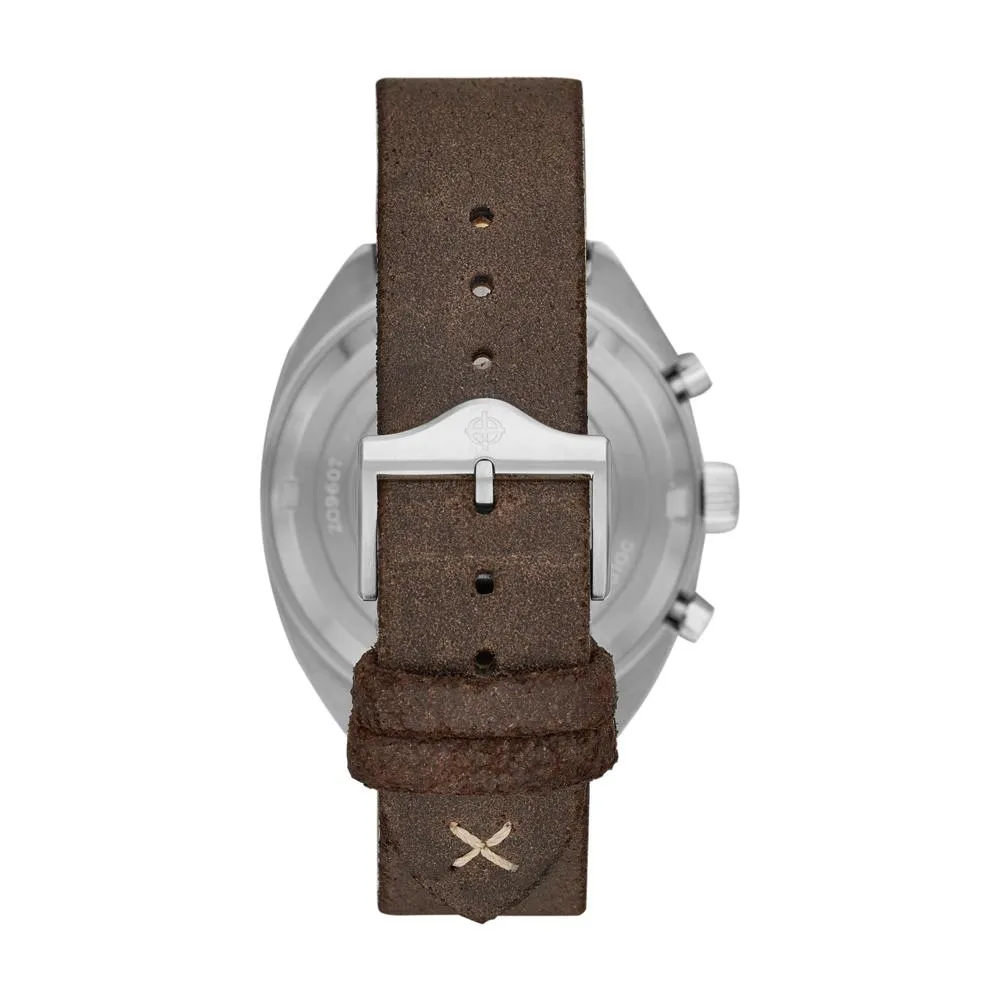 New Zodiac Grandrally Chronograph Brown Leather Watch ZO9607 SWISS Green 41.50MM