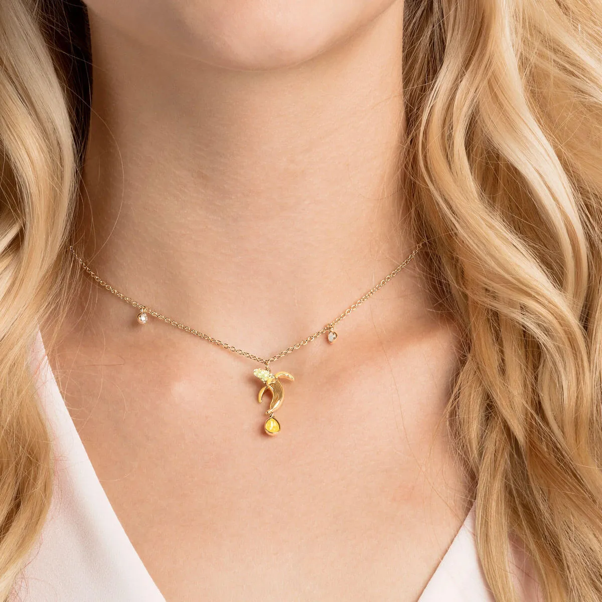 No Regrets Banana Multi-Colored Gold Plating Pendant Necklace