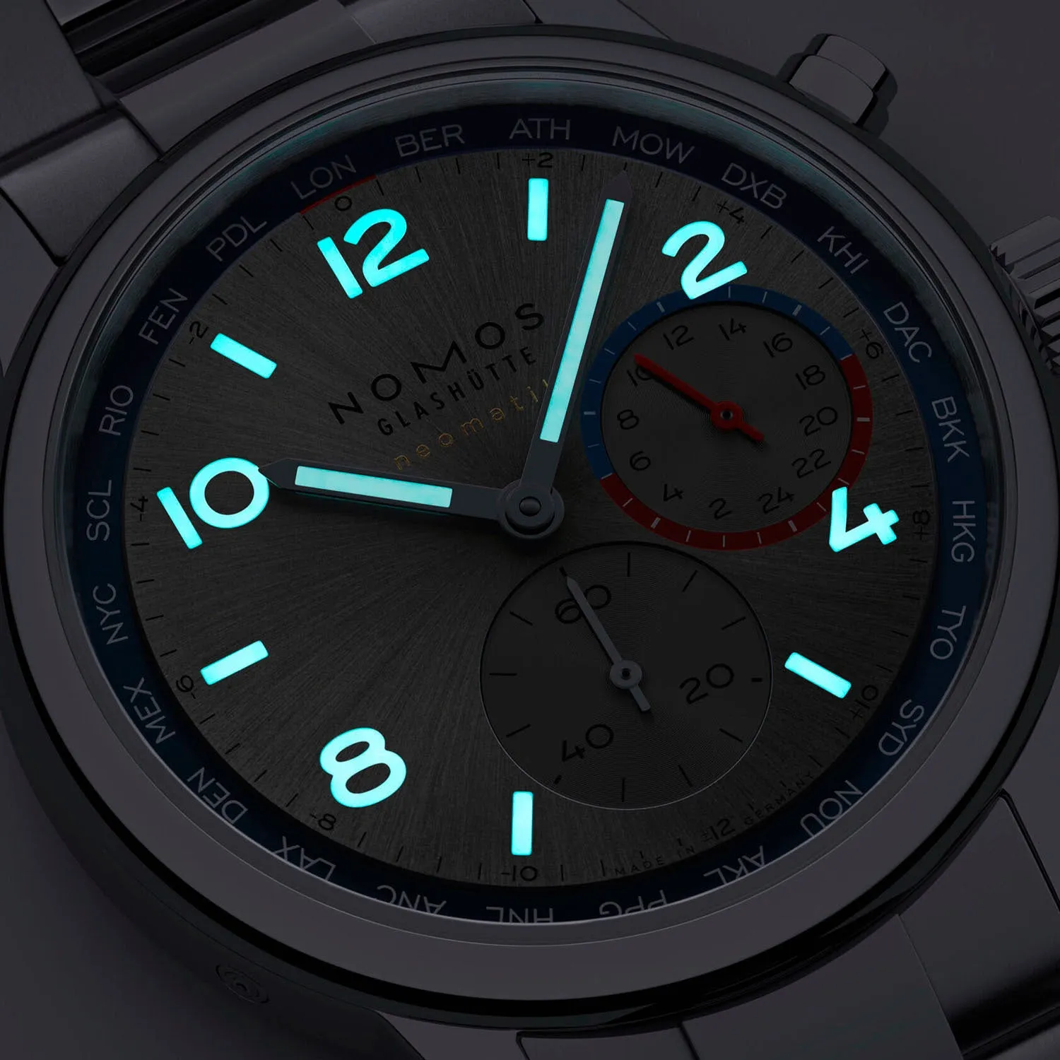 Nomos Glashütte Club Sport Neomatik Worldtimer Silver Automatic – 791
