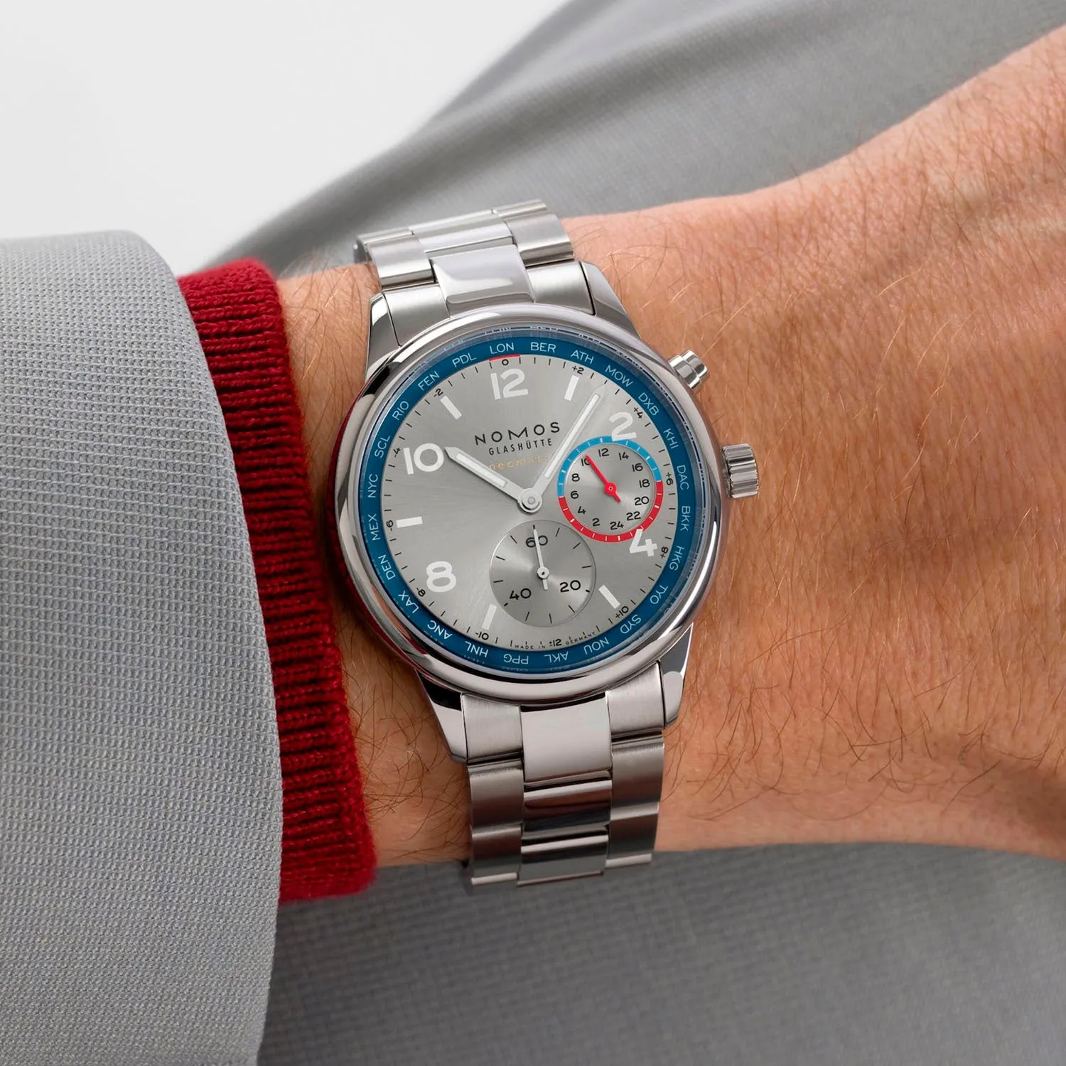 Nomos Glashütte Club Sport Neomatik Worldtimer Silver Automatic – 791