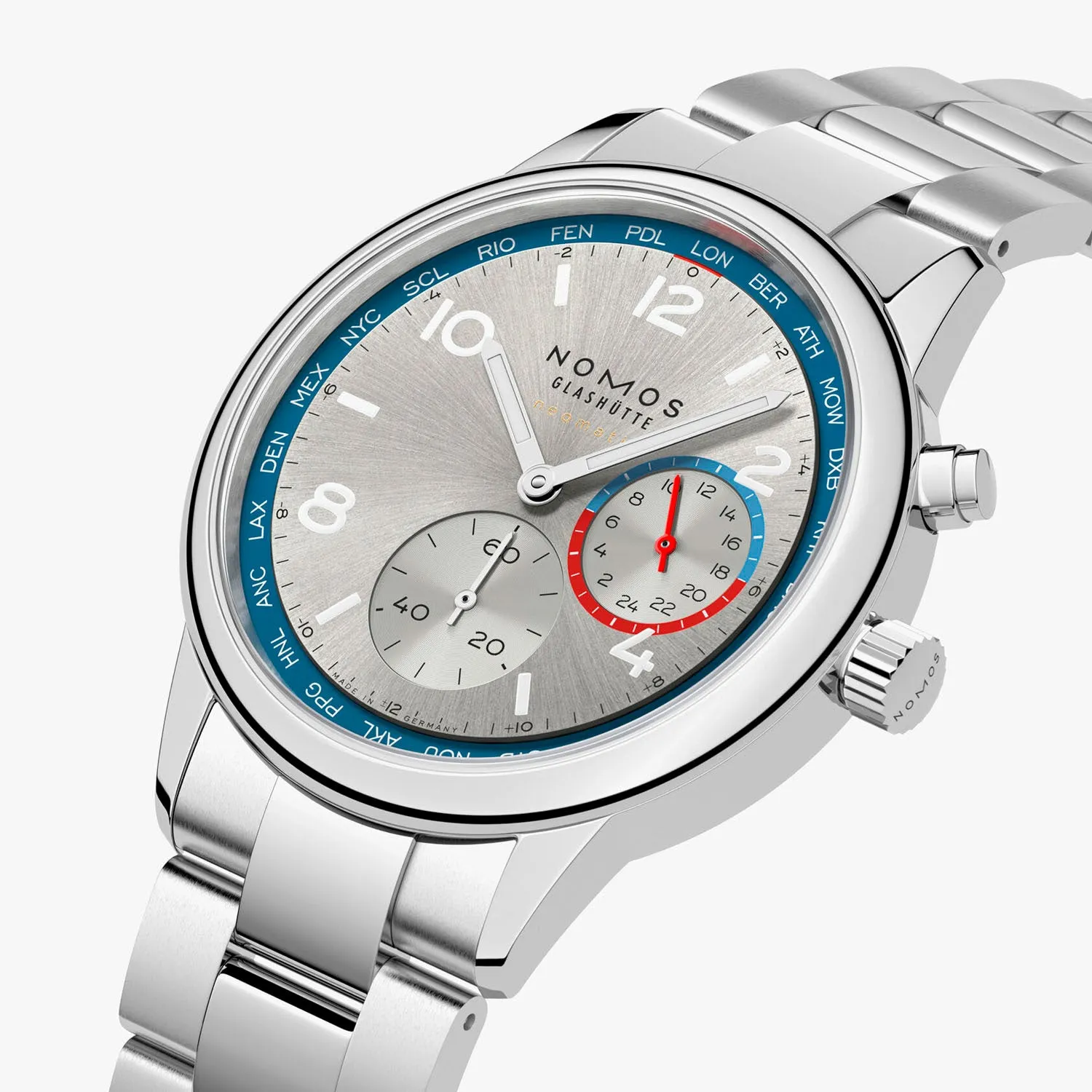 Nomos Glashütte Club Sport Neomatik Worldtimer Silver Automatic – 791