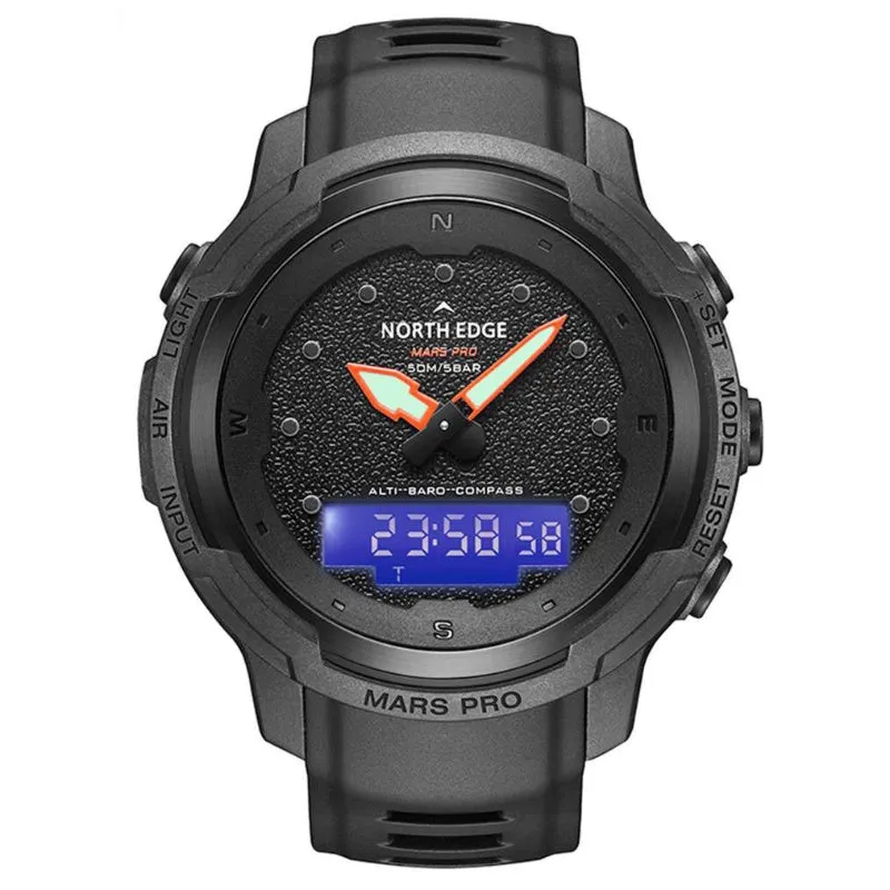North Edge MARS PRO Men's Multi-Sport Watch｜Altimeter, Barometer, Carbon Fiber Case