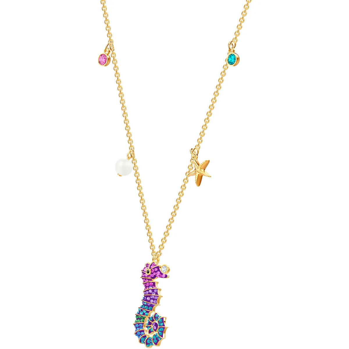 Ocean Seahorse Multi-Colored Gold Plating Pendant Necklace 