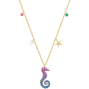 Ocean Seahorse Multi-Colored Gold Plating Pendant Necklace 