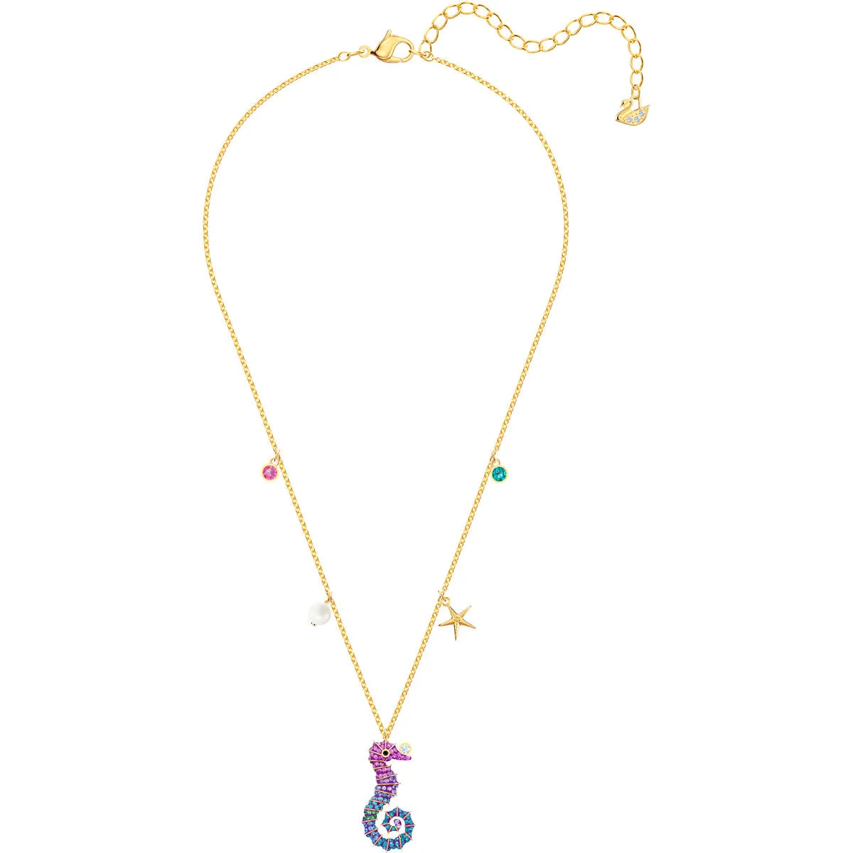 Ocean Seahorse Multi-Colored Gold Plating Pendant Necklace 