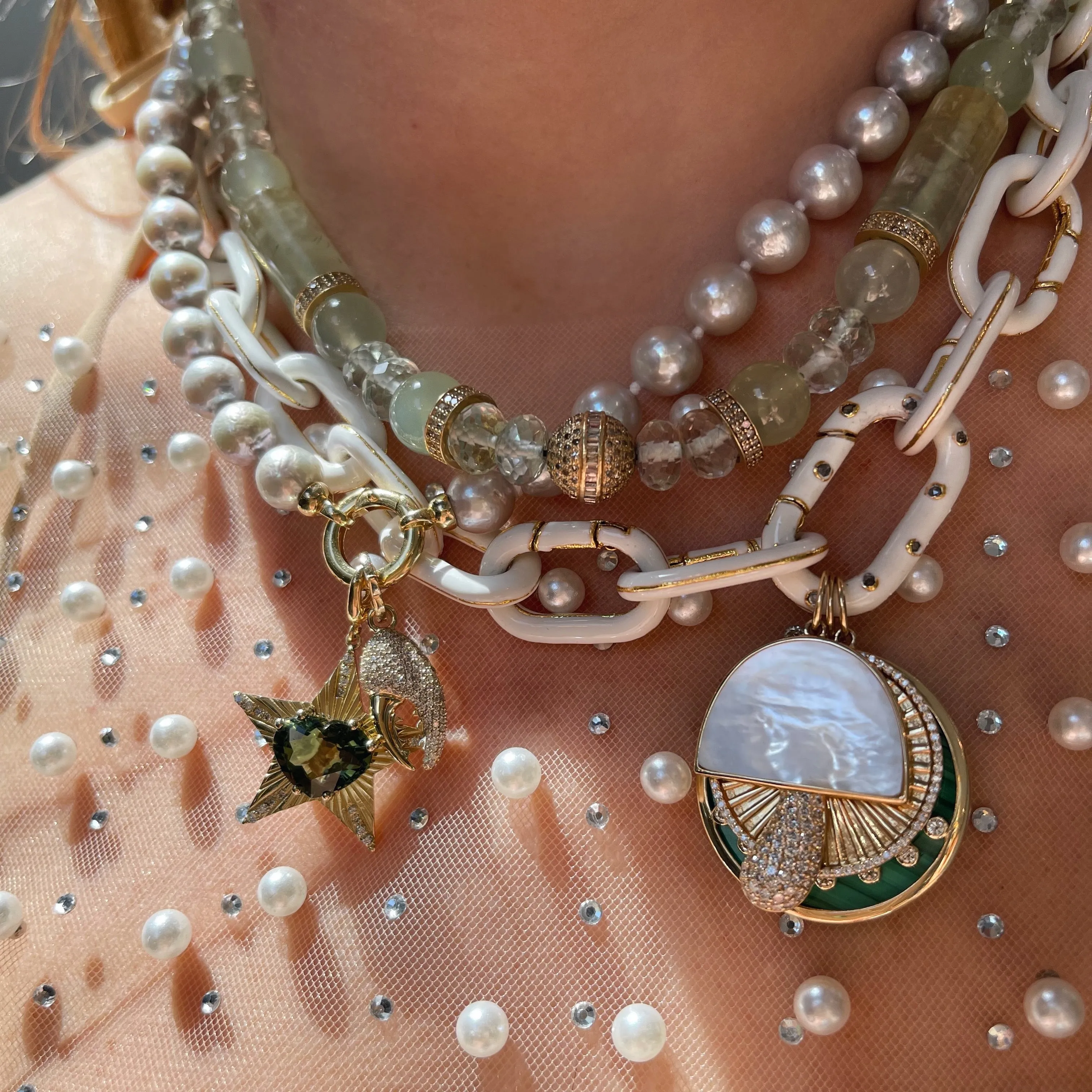 One of a Kind Green Amethyst & Prehnite Necklace