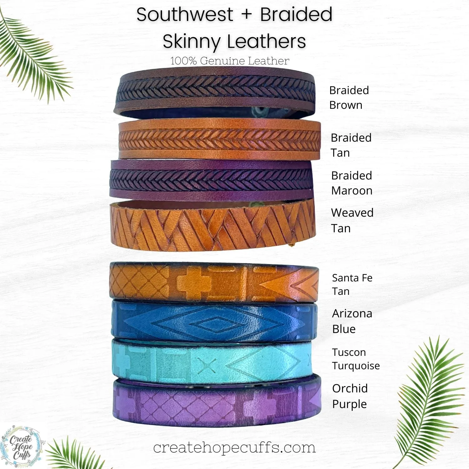 ONLY LOVE TODAY Braided Brown Leather Skinny Bracelet | 4 Colors | Adjustable
