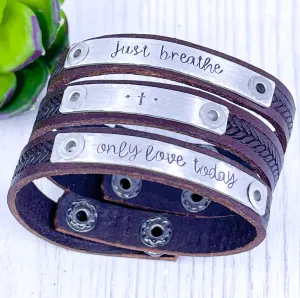ONLY LOVE TODAY Braided Brown Leather Skinny Bracelet | 4 Colors | Adjustable