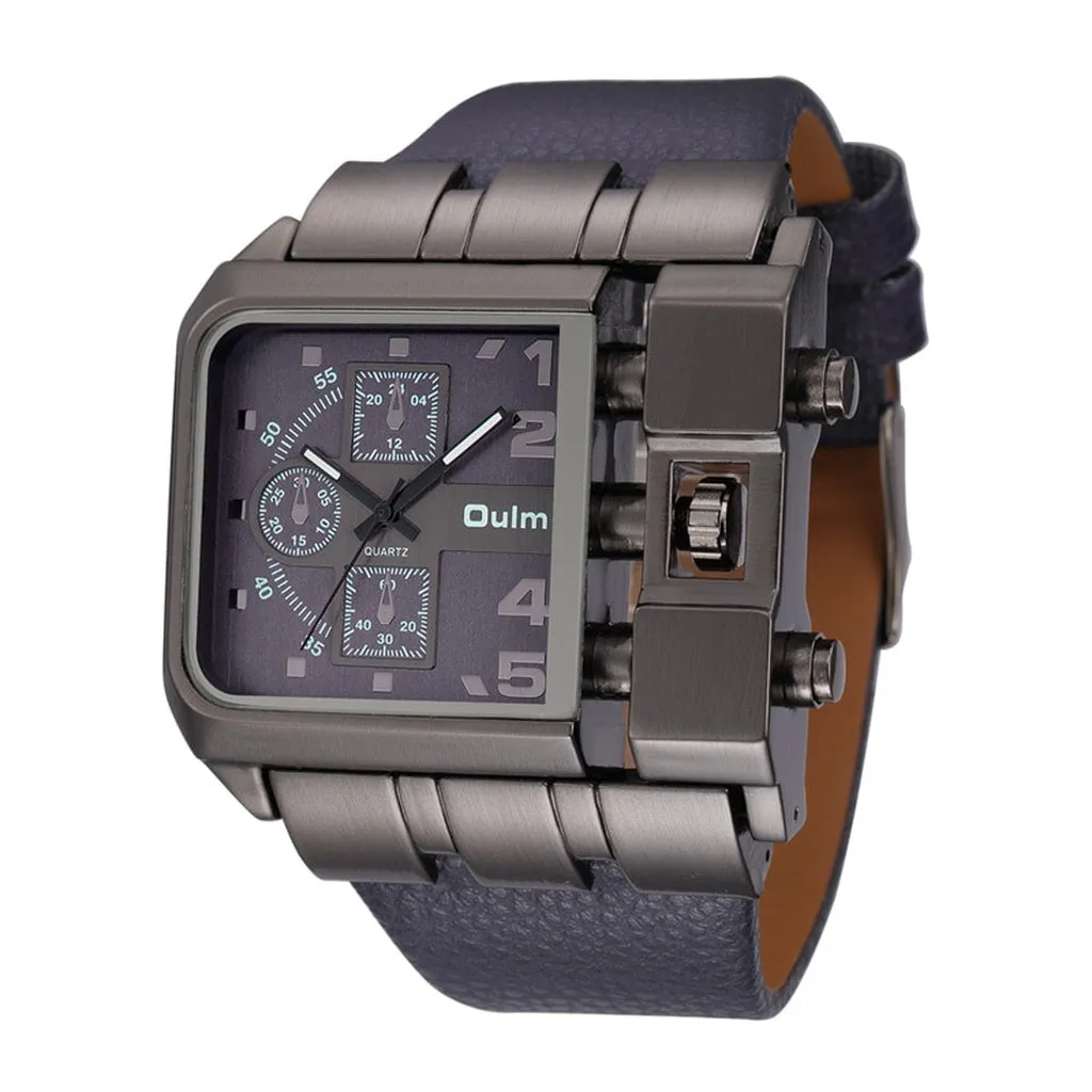 Oulm 3364 Casual Wristwatch Square Dial Wide Strap Men's Quartz Watch Luxury Brand Male Clock Super Big Men Watches Montre Homme