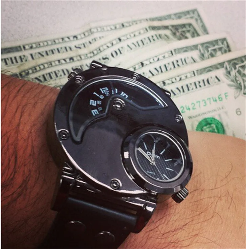 Oulm Watch Man Quartz Watches Top Brand Luxury Leather Strap Military Sport Wristwatch Male Clock relogio masculino