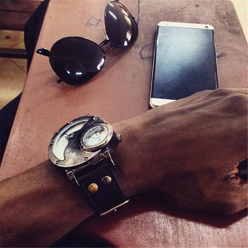 Oulm Watch Man Quartz Watches Top Brand Luxury Leather Strap Military Sport Wristwatch Male Clock relogio masculino
