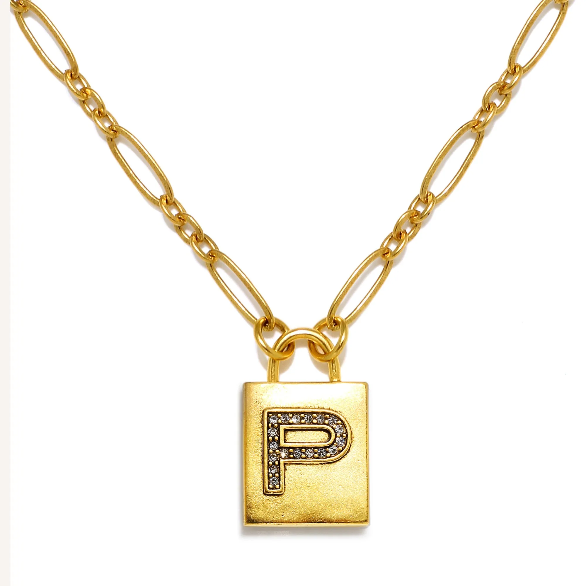 Padlock Initial Necklace