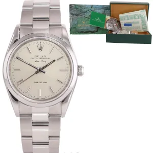 PAPERS Rolex Oyster Perpetual Air-King Silver 14000M 34mm Precision Watch Box