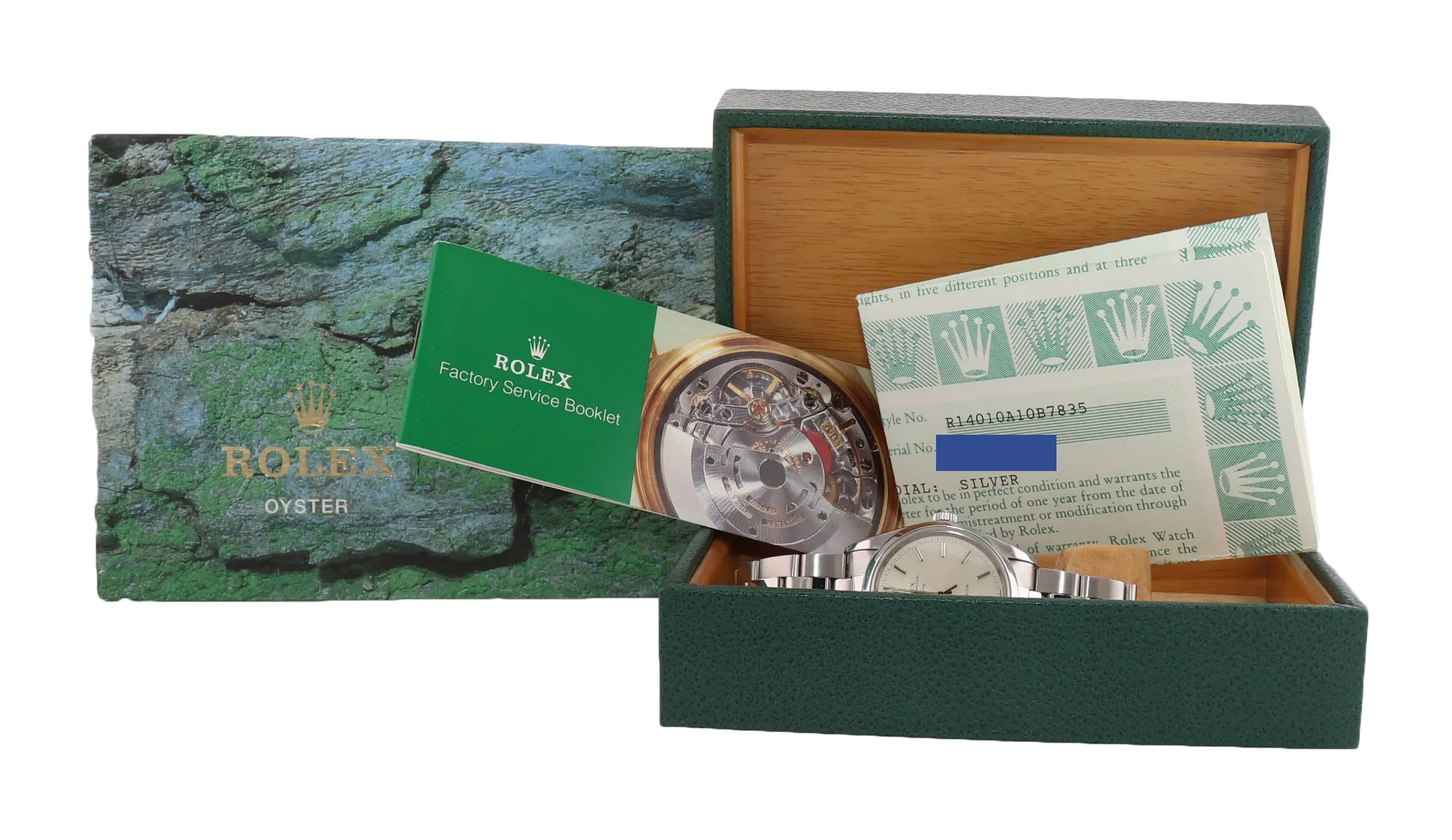 PAPERS Rolex Oyster Perpetual Air-King Silver 14000M 34mm Precision Watch Box