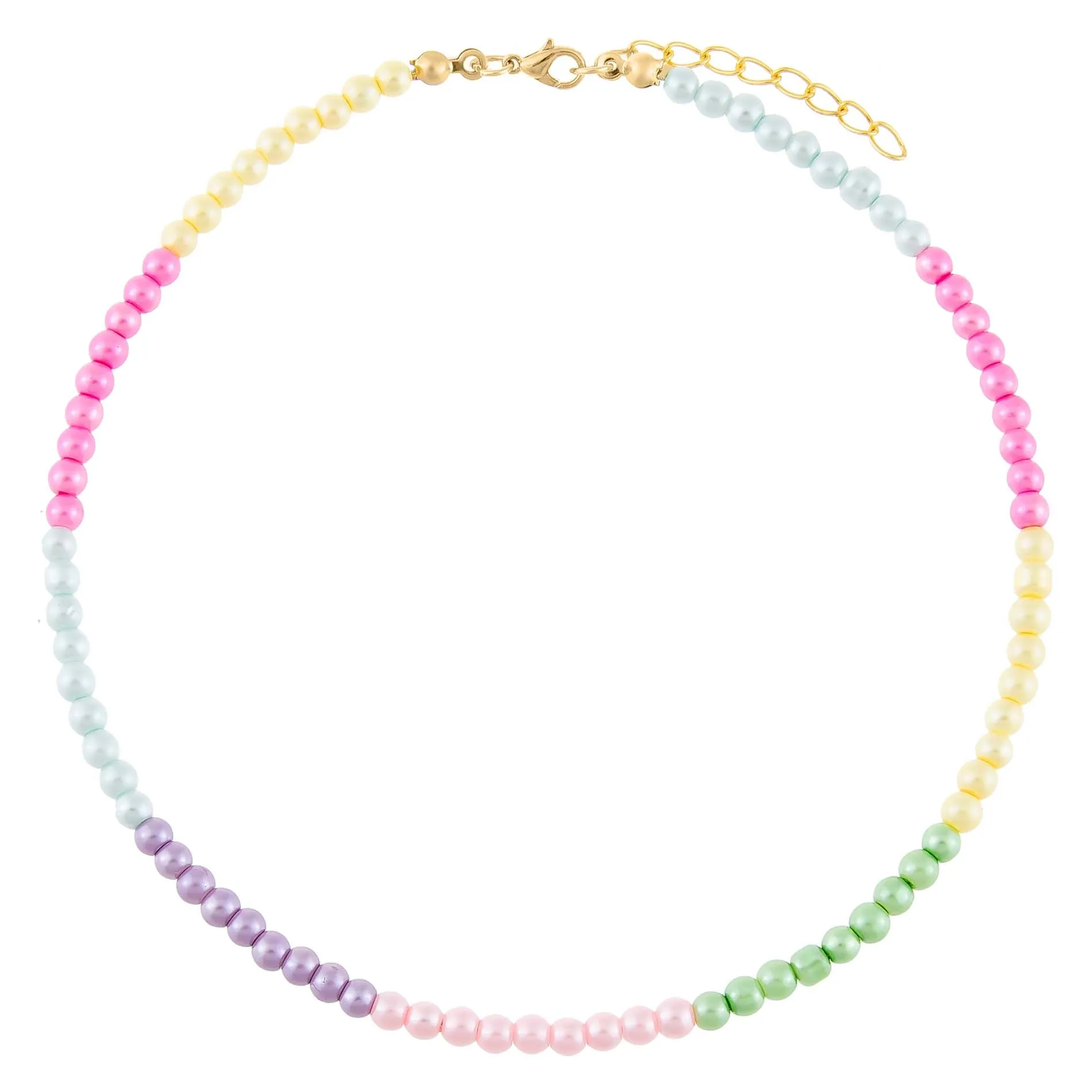 Pastel Metallic Multi Color Bead Necklace