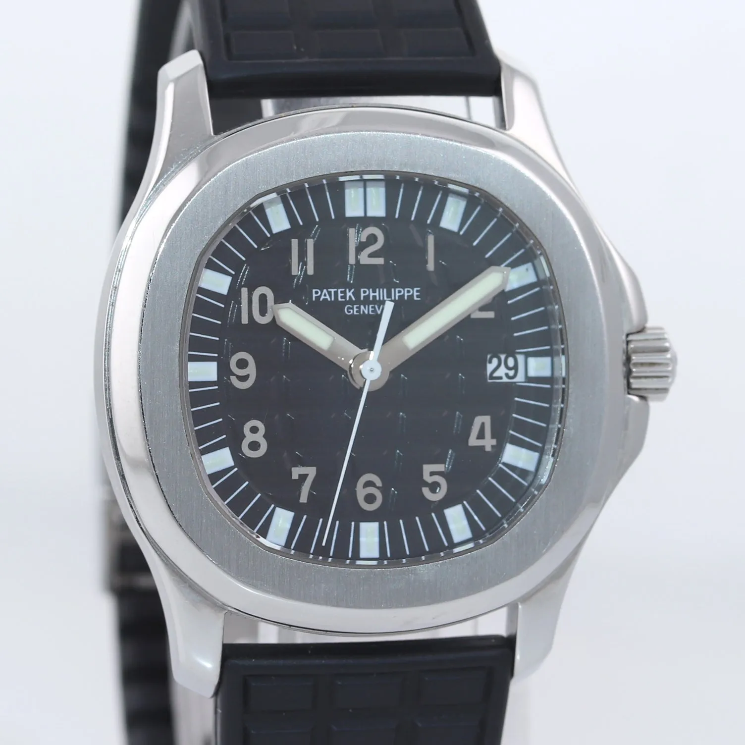 Patek Philippe Steel 5064 Aquanaut Black Tropical Rubber Strap 36mm Quartz Watch