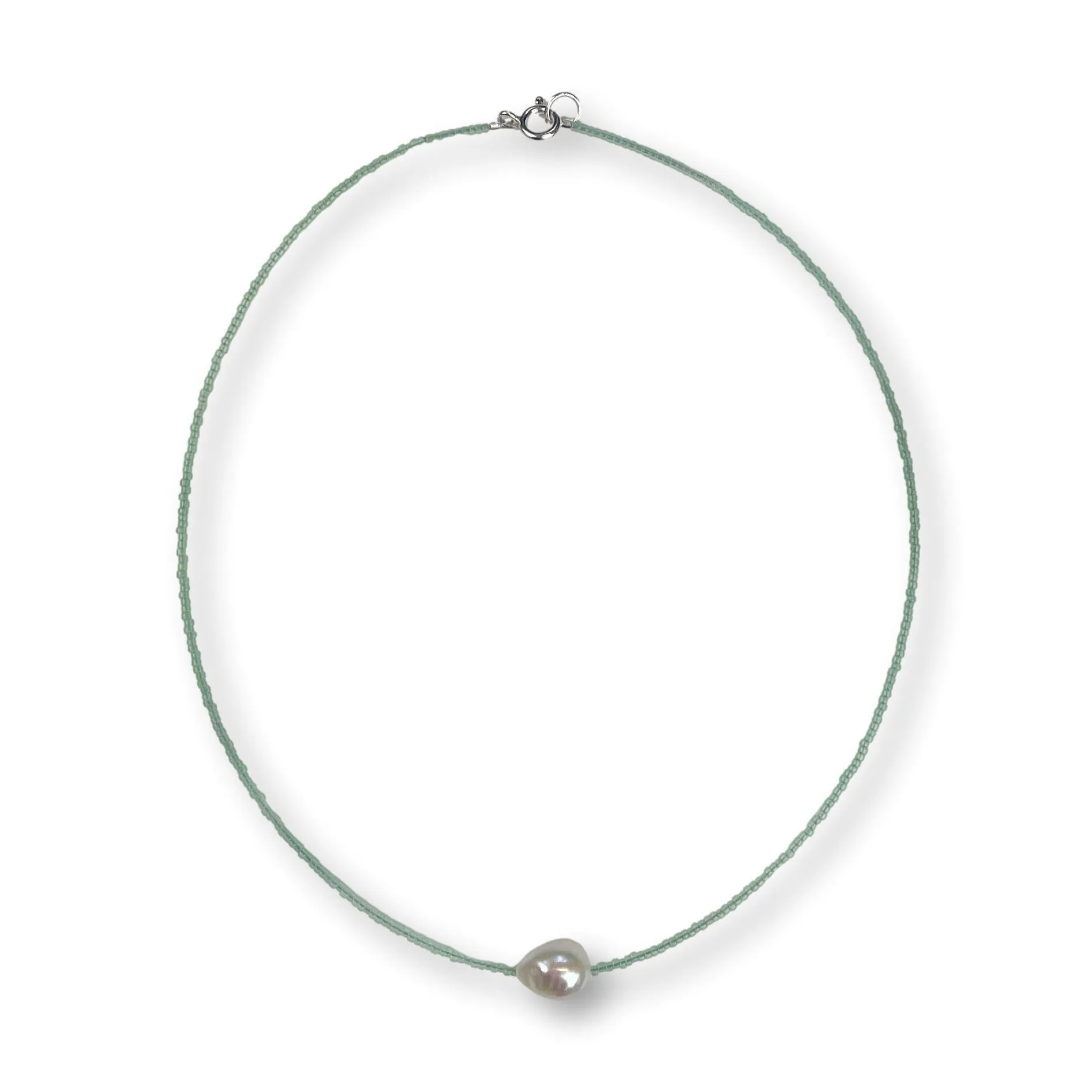 Pearl Choker Aquamarine Green