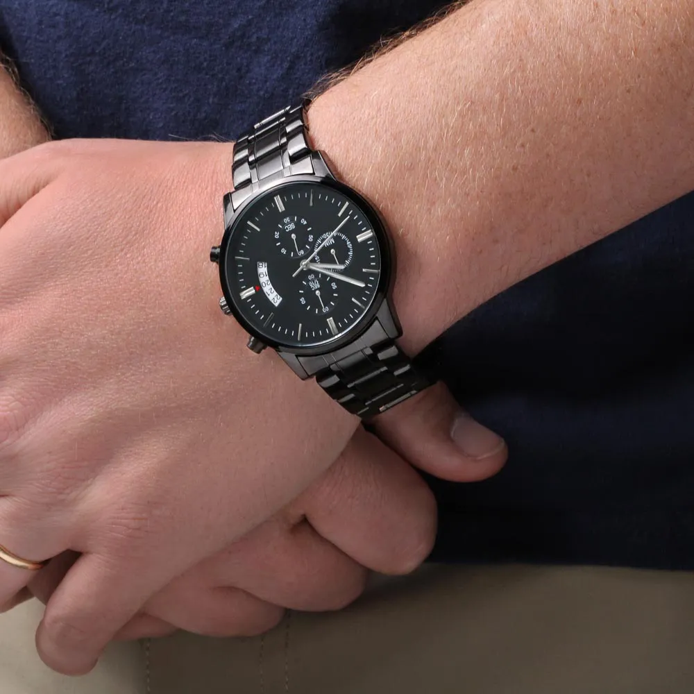 Personalized Engraved Watch For Dad, Cool Biker Dad