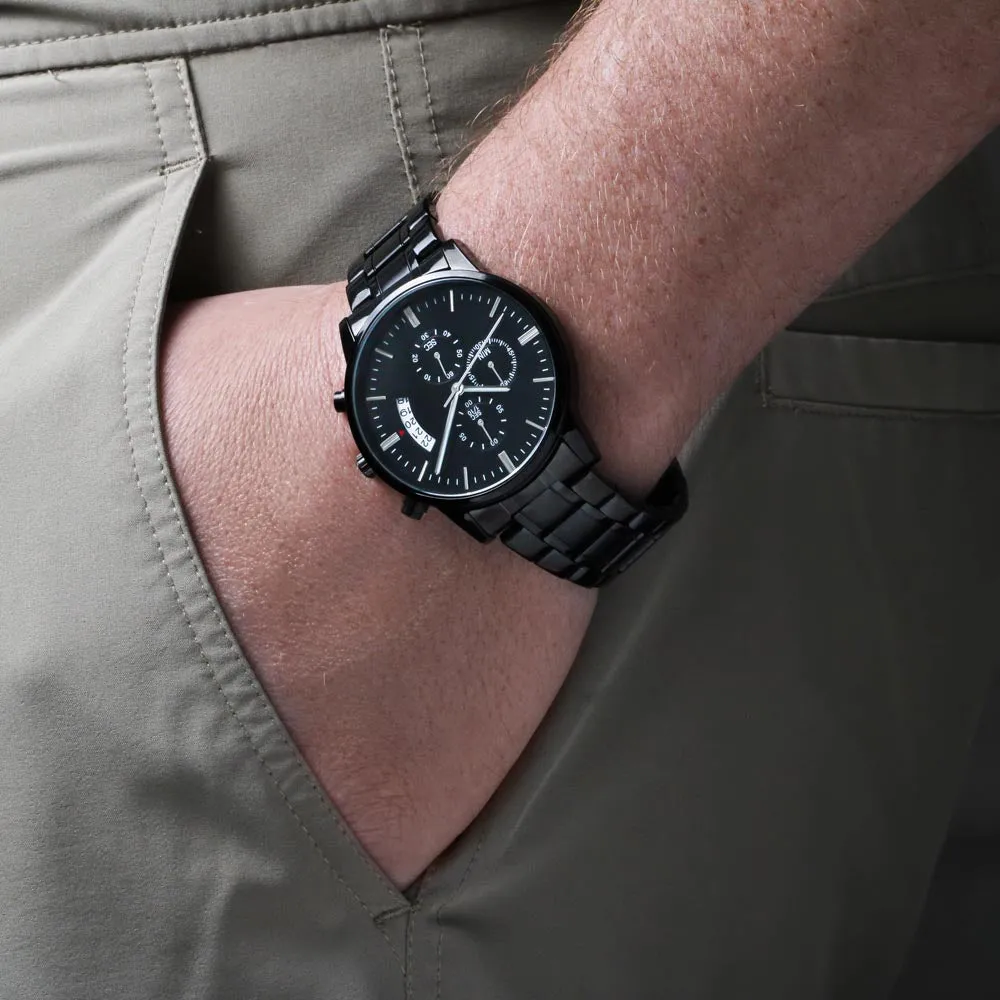 Personalized Engraved Watch For Dad, Cool Biker Dad