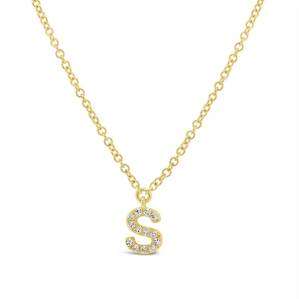 Petite Initial Diamond Block Letter Necklace