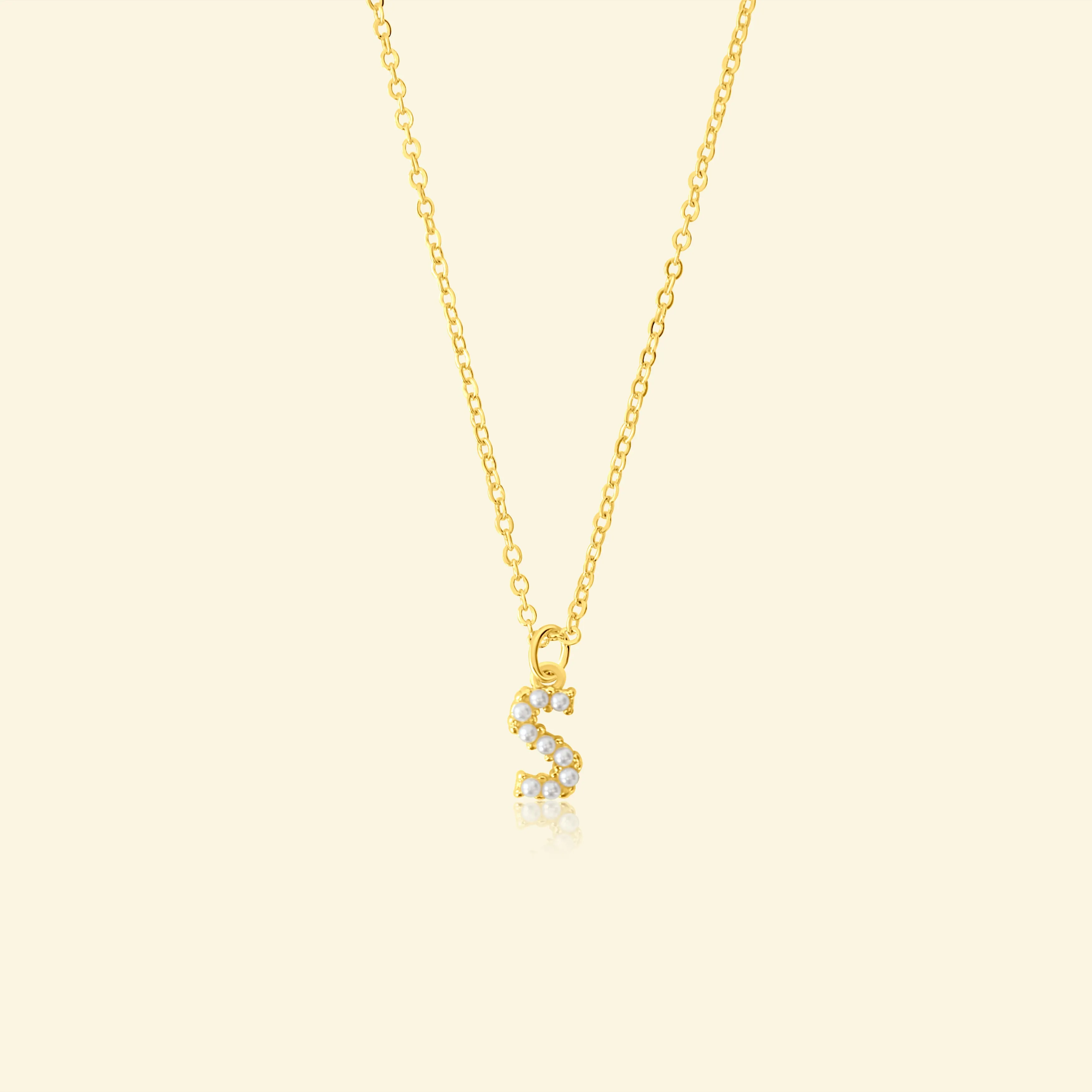 Petite Pearl Studded Letter Necklace