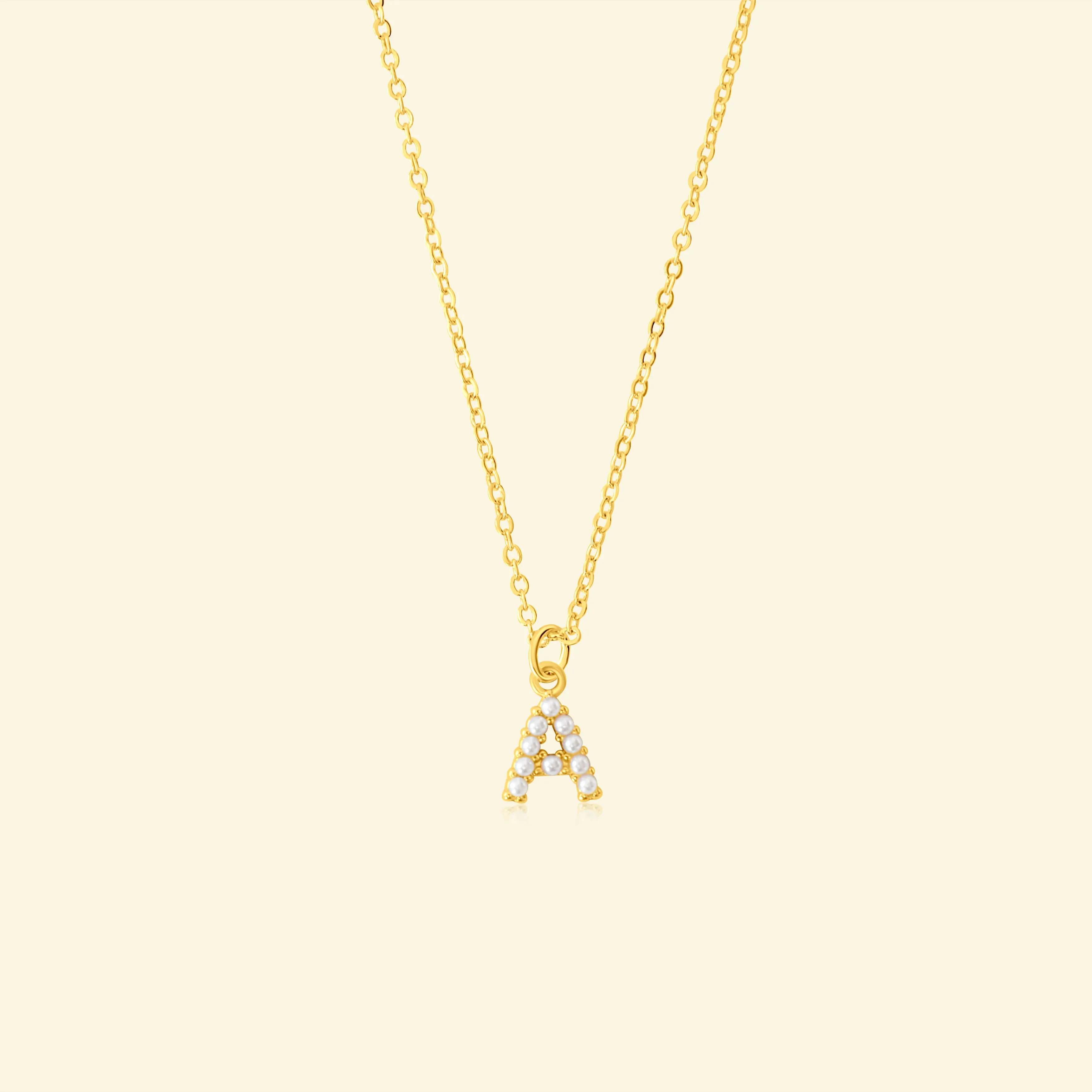 Petite Pearl Studded Letter Necklace