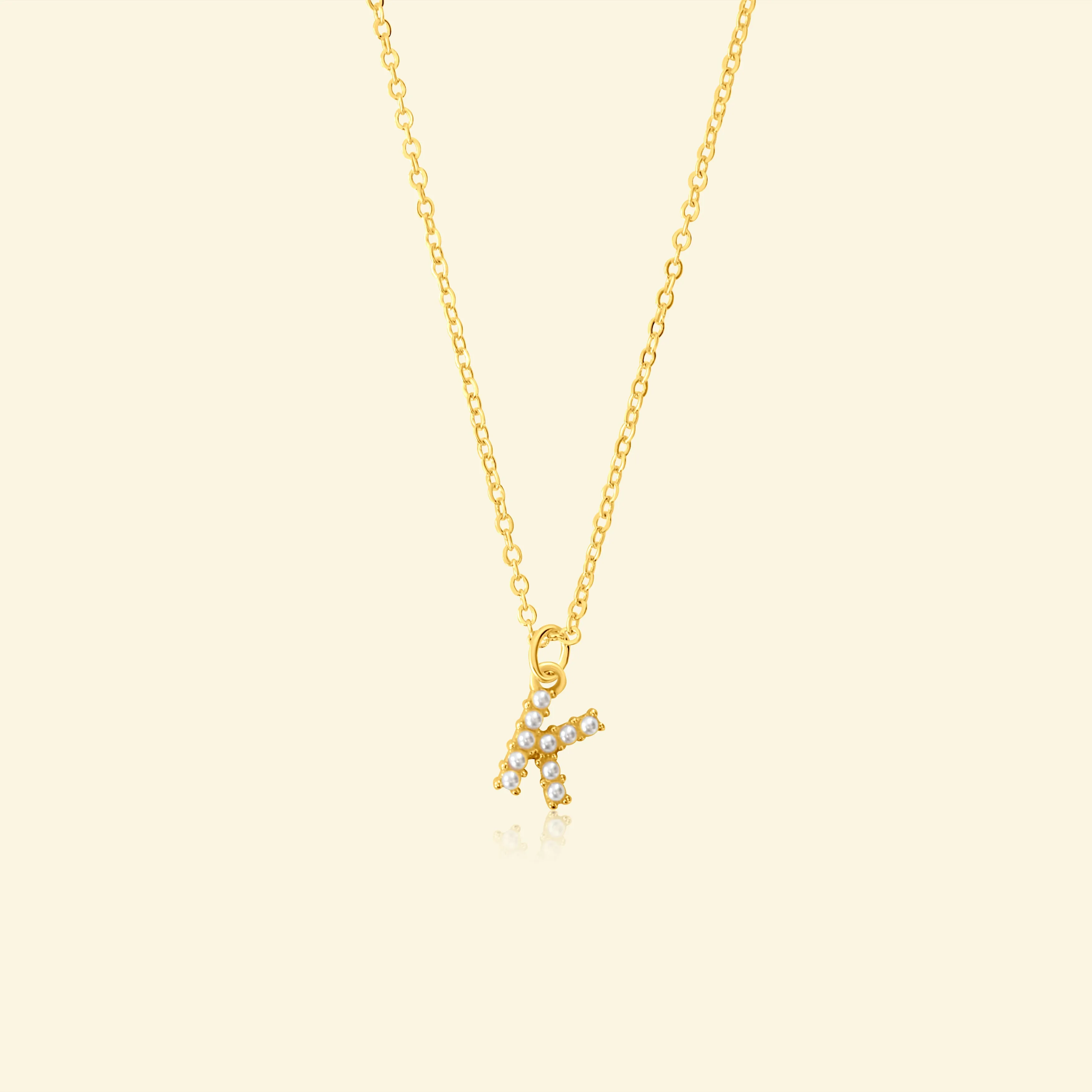 Petite Pearl Studded Letter Necklace
