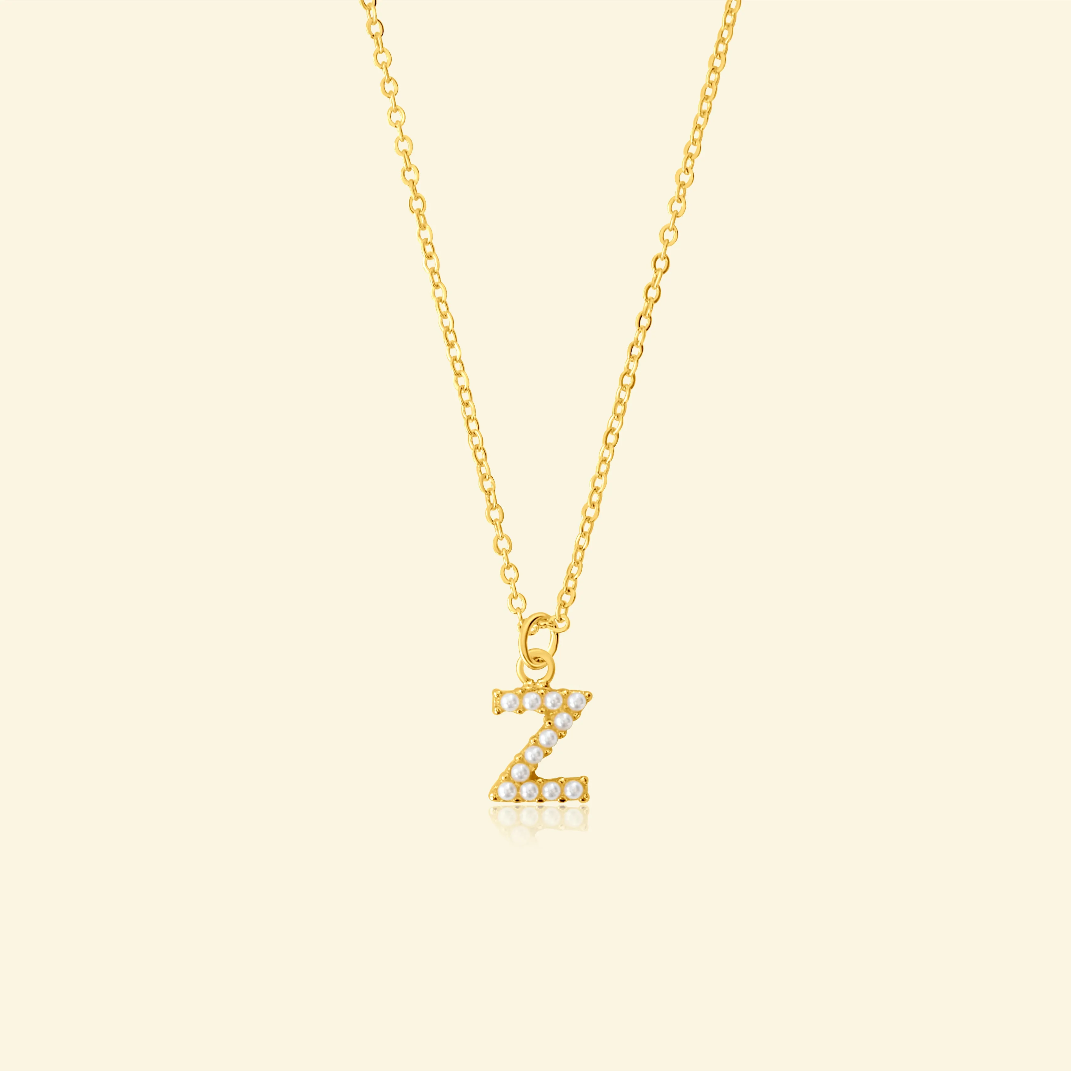 Petite Pearl Studded Letter Necklace