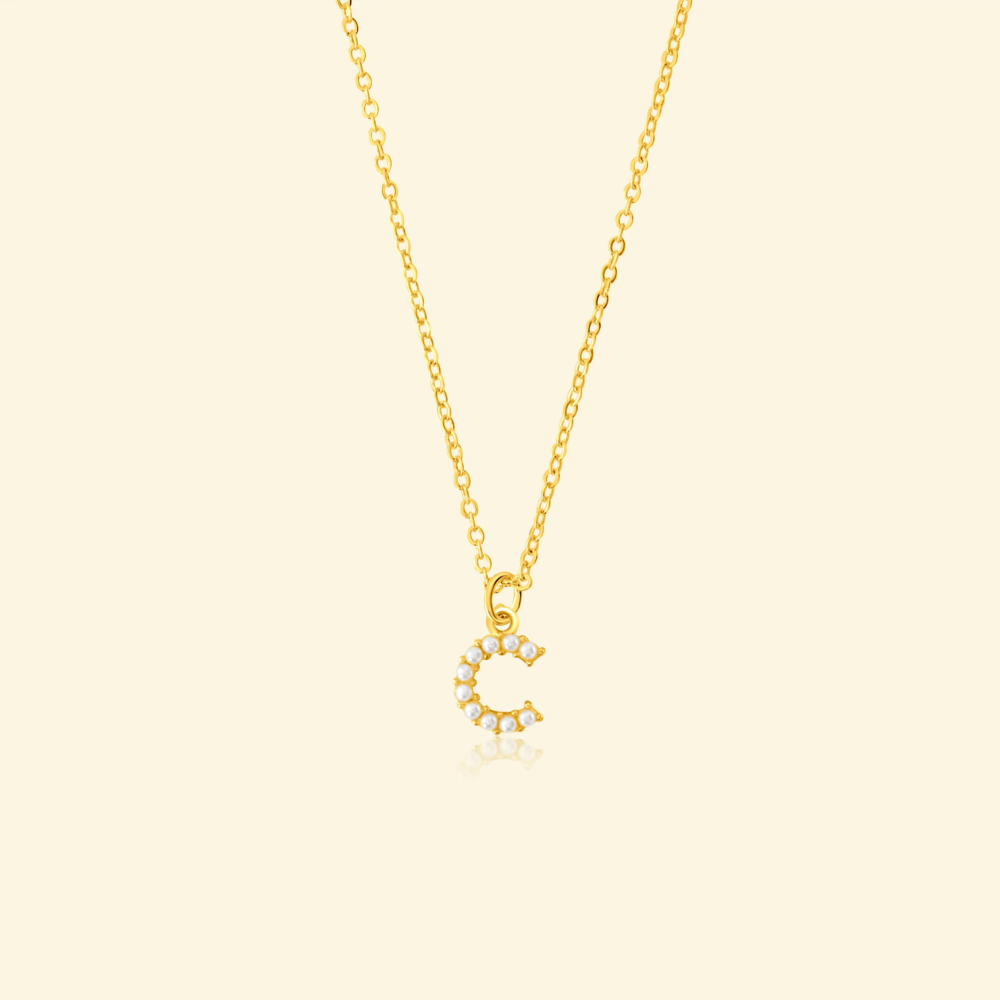 Petite Pearl Studded Letter Necklace