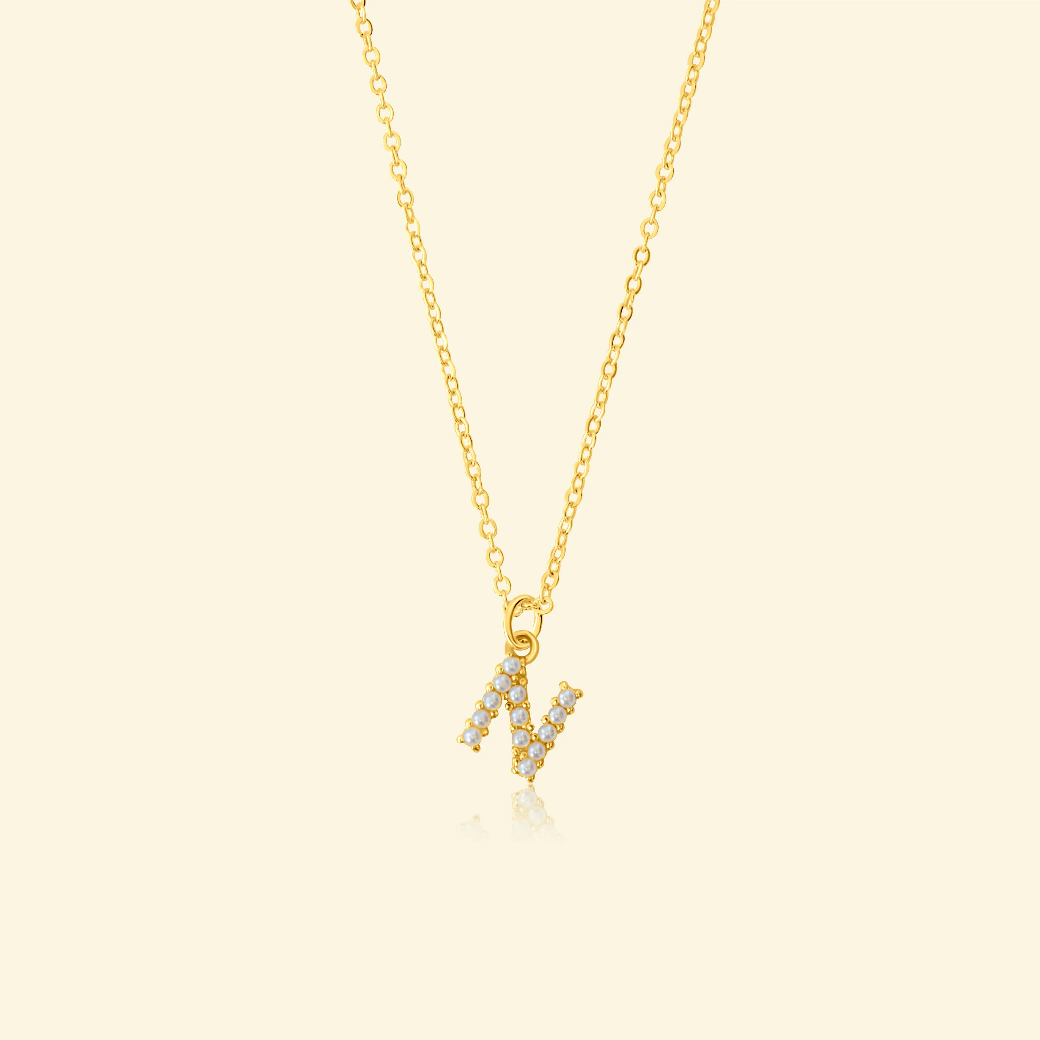 Petite Pearl Studded Letter Necklace