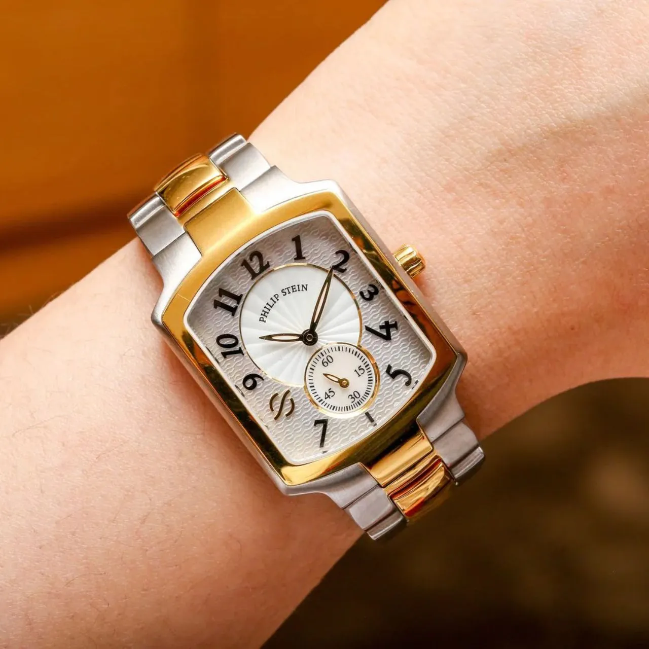 PHILIP STEIN Women's Classic Square Two-tone YG Quartz Watch