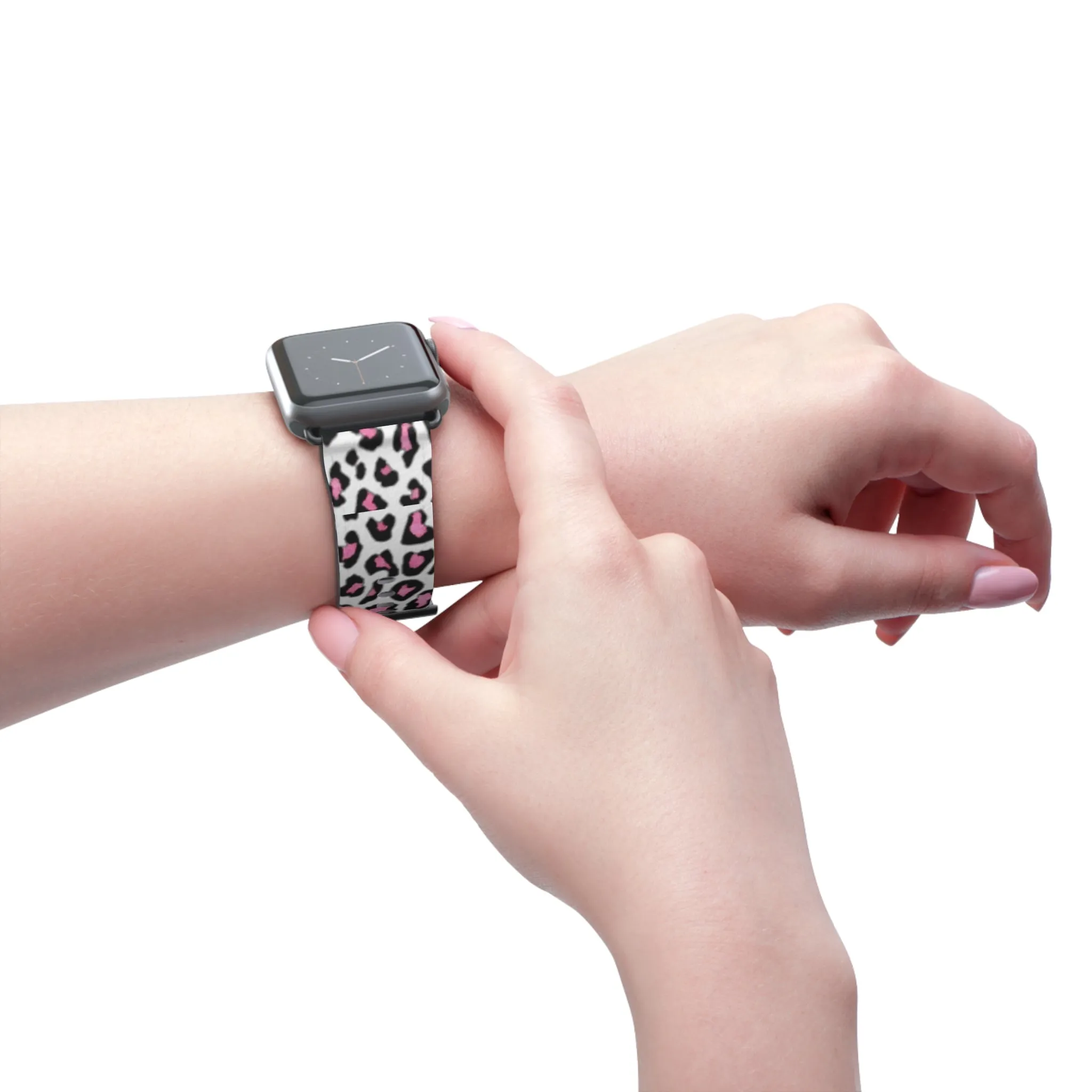 Pink and Black Leopard Print Watch Band