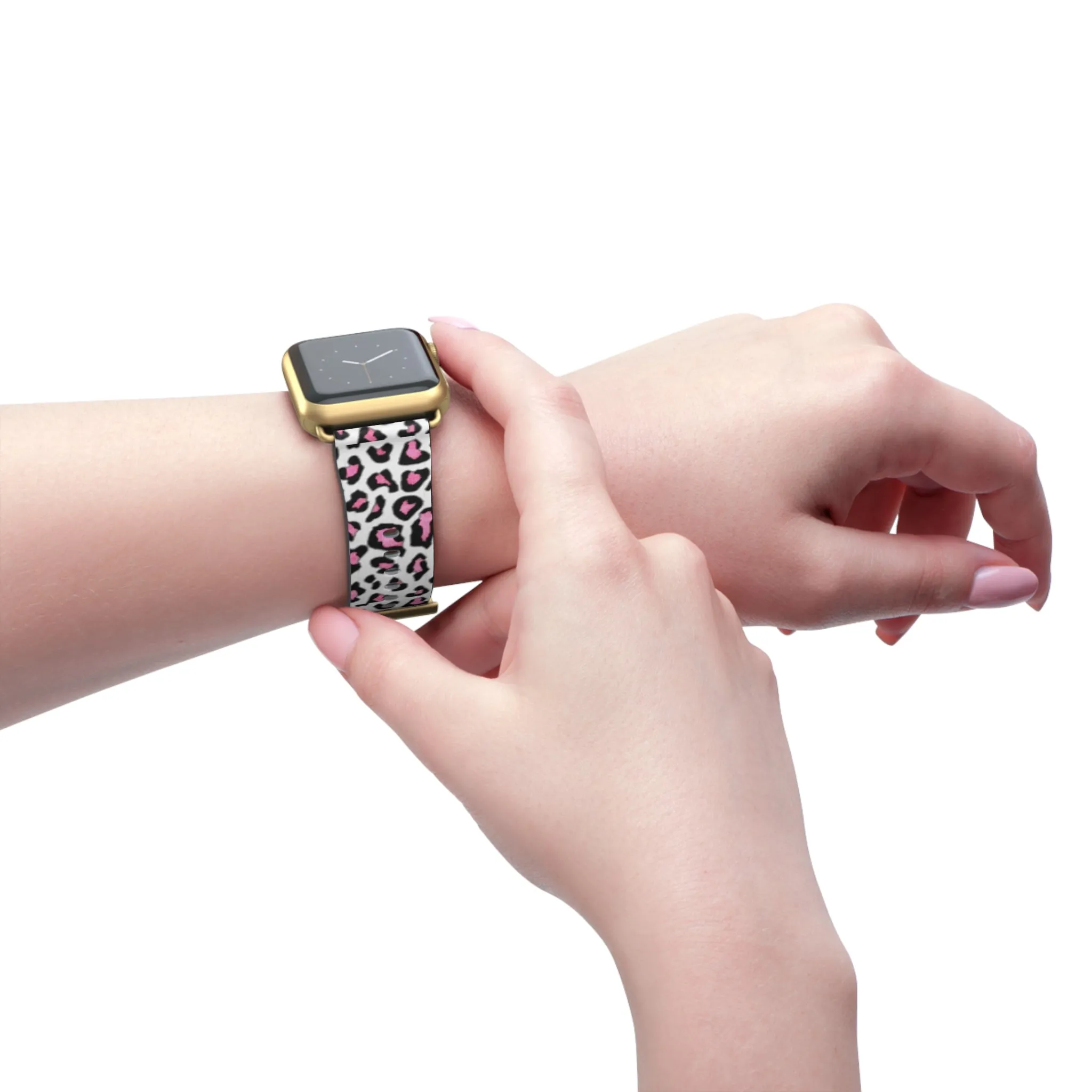 Pink and Black Leopard Print Watch Band