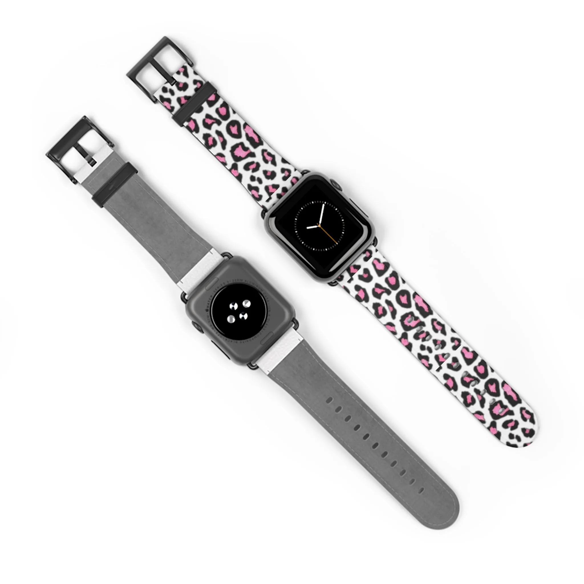 Pink and Black Leopard Print Watch Band