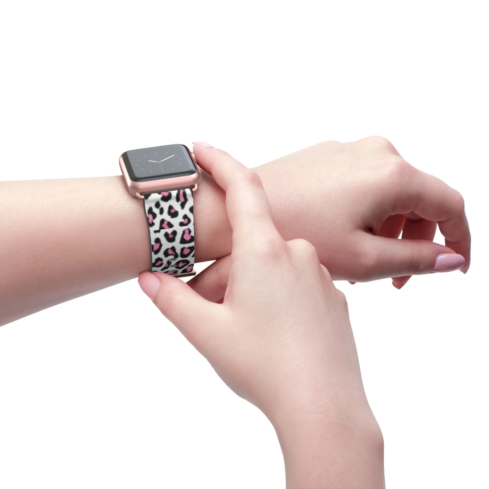 Pink and Black Leopard Print Watch Band
