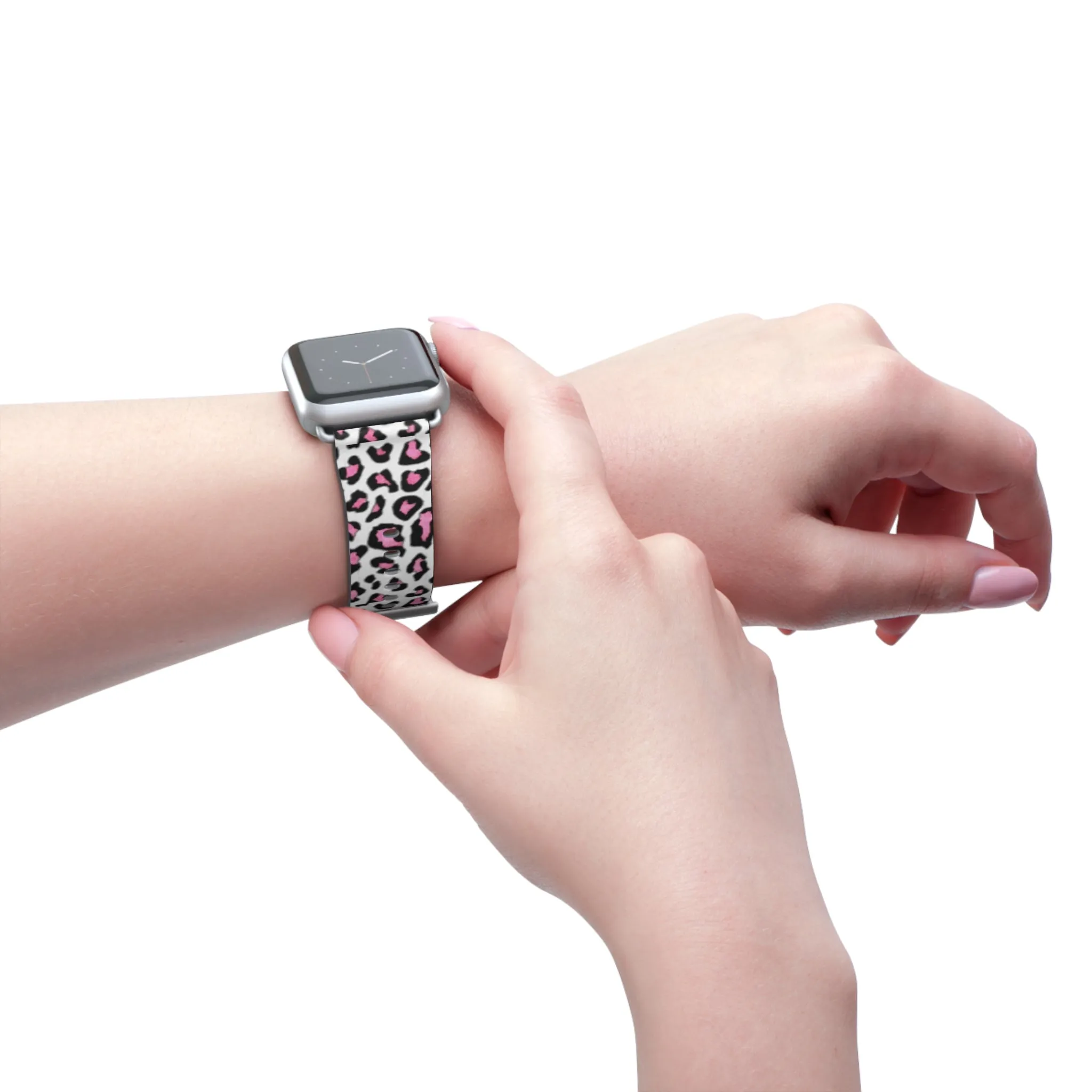 Pink and Black Leopard Print Watch Band