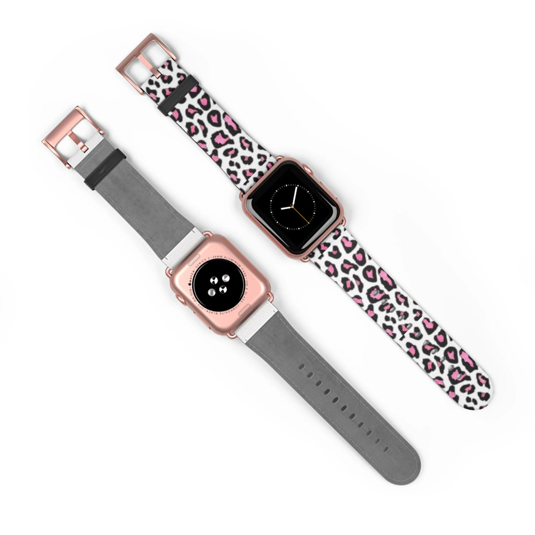 Pink and Black Leopard Print Watch Band