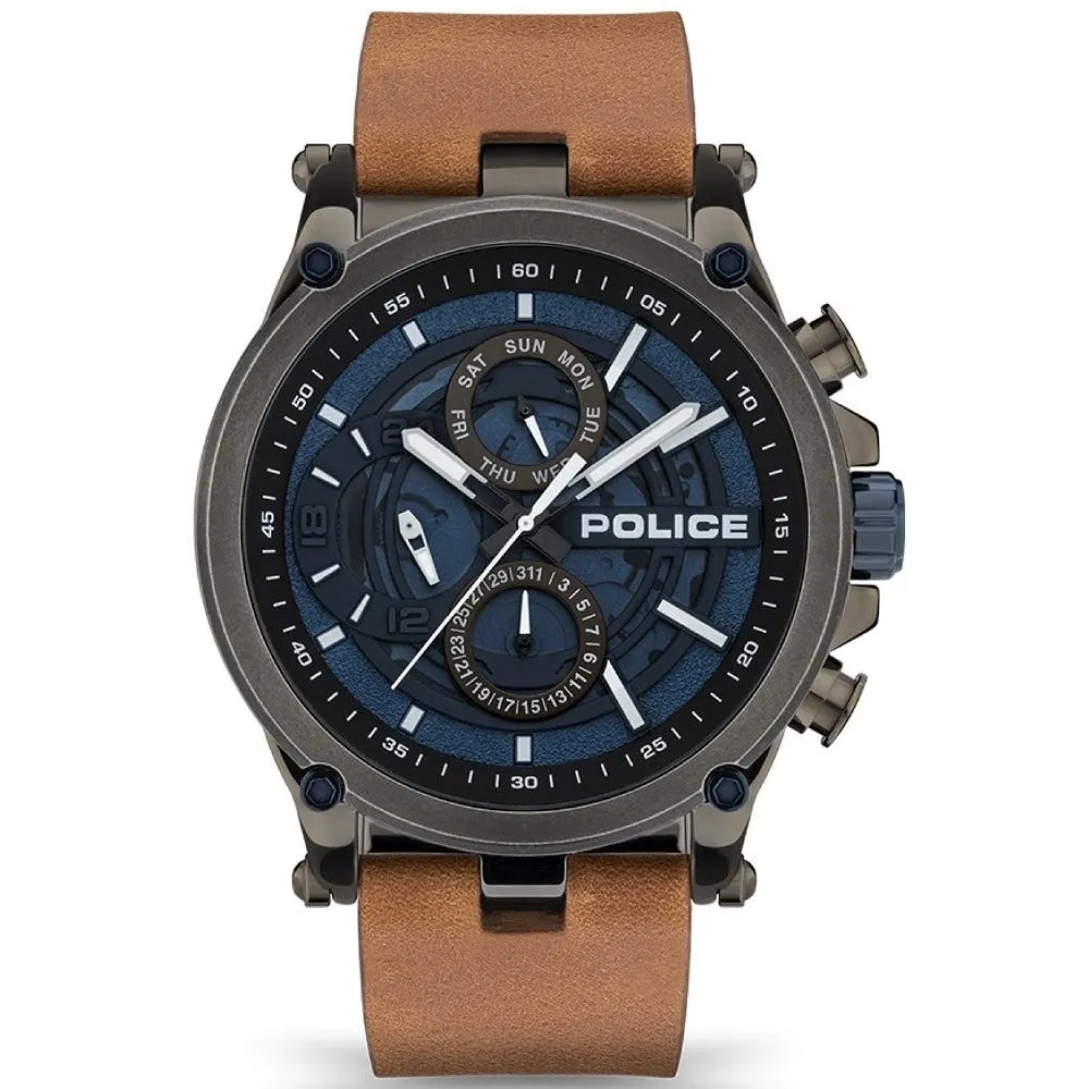 Police Men's Taman Watch Tan Strap