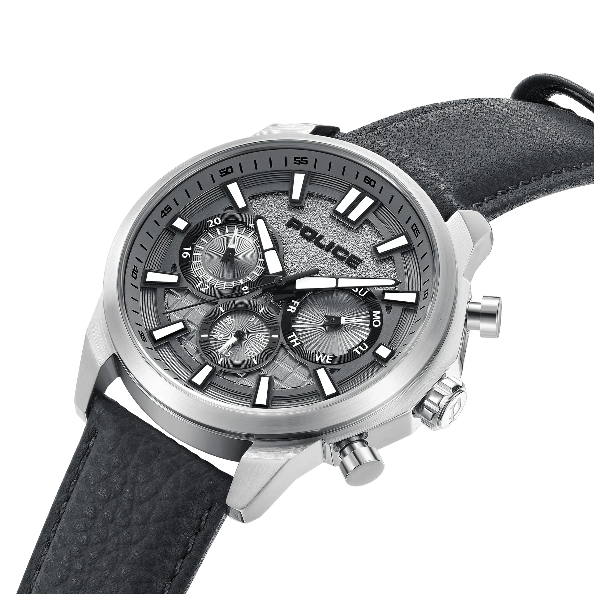 Police Rangy Metaverse Gents Grey Dial Grey Leather Strap Watch